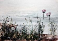 2015, акварель. Экспедиция "Онежское кольцо". Бес и Бесиха.