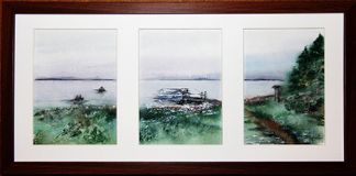 Пристань Ильинского монастыря. Куракина Елена, акварель 2015